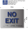 No Exit ADA Sign with Tactile Text and Braille in Brushed Aluminum thumbnail