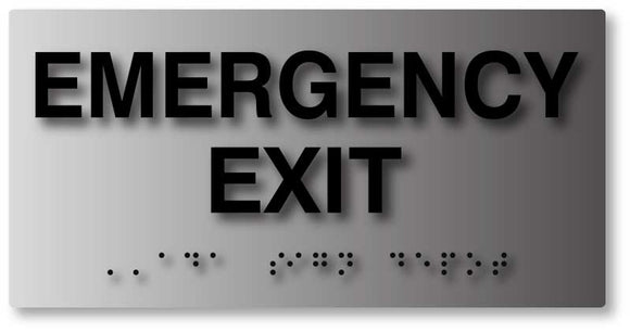 BAL-1024 Emergency Exit Sign with Braille in Brushed Aluminum - Black