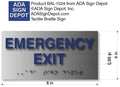 ADA Emergency Exit Sign -  8" X 4" - Brushed Aluminum thumbnail