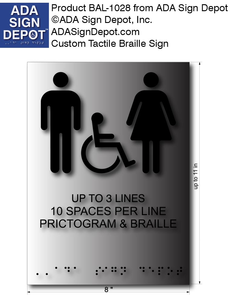 Ada Sign Lettering Custom ADA Sign on Brushed Aluminum - Up to 30 Letters and Symbol – ADA ...
