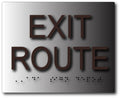 Brushed Aluminum Exit Route ADA Signs - 5" x 4" thumbnail