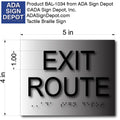 Brushed Aluminum Exit Route ADA Signs - 5" x 4" thumbnail