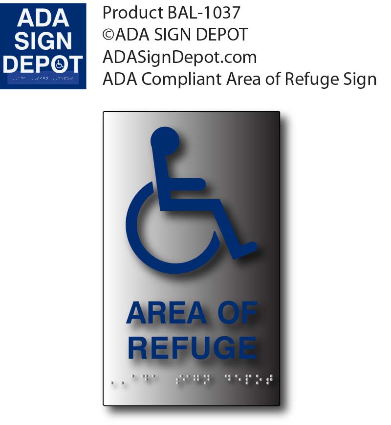 Aor Signage ADA Compliant Area Of Refuge Sign in Brushed Aluminum – ADA Sign Depot