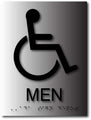 Men's Wheelchair Restroom ADA Signs - Brushed Aluminum - 6" x 8" thumbnail
