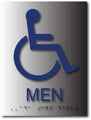 Men's Wheelchair Restroom ADA Signs - Brushed Aluminum - 6" x 8" thumbnail