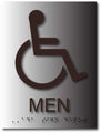 Men's Wheelchair Restroom ADA Signs - Brushed Aluminum - 6" x 8" thumbnail