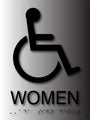 Women's Wheelchair Restroom ADA Signs - Brushed Aluminum - 6" x 8" thumbnail