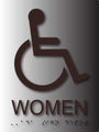 Women's Wheelchair Restroom ADA Signs - Brushed Aluminum - 6" x 8" thumbnail