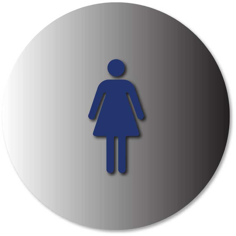 Women's Restroom Door Circle Sign on Brushed Aluminum – ADA Sign Depot