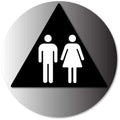 Unisex Symbols Restroom Door Sign in Brushed Aluminum thumbnail