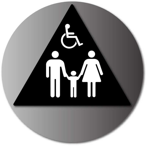 BAL-1046 Family Unisex and Wheelchair Accessible Restroom Door Sign Black