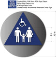 Family Wheelchair Accessible Brushed Aluminum Bathroom Door Sign thumbnail