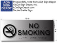No Smoking Tactile Sign with Braille on Brushed Aluminum - 10" x 4" thumbnail