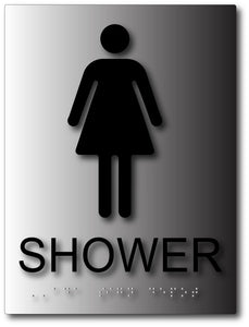 BAL-1055 ADA Compliant Women Shower Tactile Braille Sign - Black