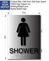 Womens Shower Sign - 6" x 8" - ADA Compliant Brushed Aluminum Signs thumbnail