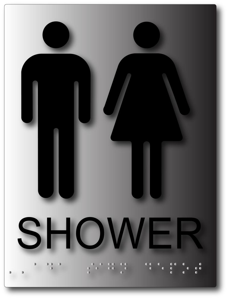 Unisex Shower Sign - Gender Neutral Symbols on Brushed Aluminum – ADA ...