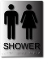 Unisex Shower Sign - 6" x 8" - ADA Compliant Brushed Aluminum Sign thumbnail