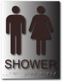 Unisex Shower Sign - 6" x 8" - ADA Compliant Brushed Aluminum Sign thumbnail