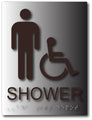Men's Wheelchair Accessible Shower Sign - 6" x 8" -  Brushed Aluminum thumbnail