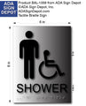 Men's Wheelchair Accessible Shower Sign - 6" x 8" -  Brushed Aluminum thumbnail