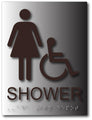 Women's Wheelchair Accessible Shower Sign - 6" x 8" - Brushed Aluminum thumbnail