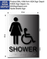 Women's Wheelchair Accessible Shower Sign - 6" x 8" - Brushed Aluminum thumbnail