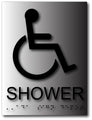 Wheelchair Accessible Shower Sign - 6" x 8" - ADA Brushed Aluminum thumbnail