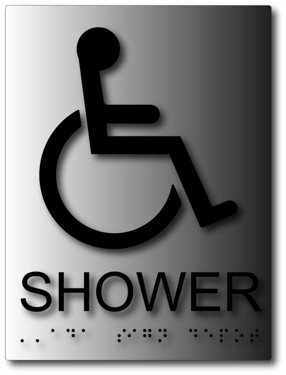 BAL-1060 Wheelchair Accessible Shower ADA Sign - Black