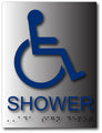 Wheelchair Accessible Shower Sign - 6" x 8" - ADA Brushed Aluminum thumbnail