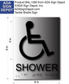 Wheelchair Accessible Shower Sign - 6" x 8" - ADA Brushed Aluminum thumbnail