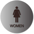 Womens Bathroom Door Sign with Text - 12x12 Circle - Brushed Aluminum thumbnail
