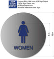 Womens Bathroom Door Sign with Text - 12x12 Circle - Brushed Aluminum thumbnail