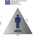 Mens Bathroom Door Sign with Text - 12" x 12" - Brushed Aluminum thumbnail