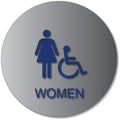 Women's Wheelchair Accessible Bathroom Door Sign with Text - 12" x 12" thumbnail