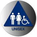 Unisex Wheelchair Bathroom Door Sign with Text - Brushed Aluminum thumbnail