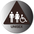 Unisex Wheelchair Bathroom Door Sign with Text - Brushed Aluminum thumbnail