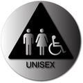 Unisex Wheelchair Bathroom Door Sign with Text - Brushed Aluminum thumbnail