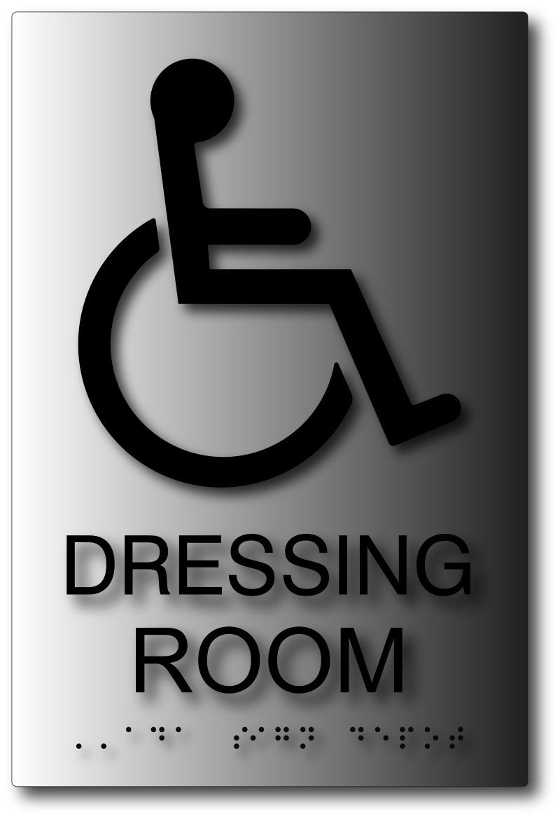 Wheelchair Accessible Dressing Room Sign in Brushed Aluminum – ADA Sign ...