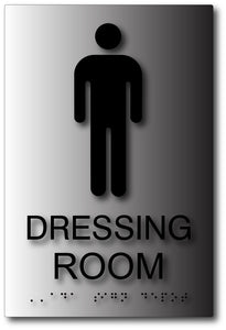 Men's Dressing Room Tactile Sign with Braille in Brushed Aluminum