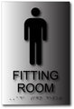 Men's Fitting Room Tactile Braille Sign in Brushed Aluminum - 6" x 9" thumbnail