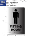 Men's Fitting Room Tactile Braille Sign in Brushed Aluminum - 6" x 9" thumbnail