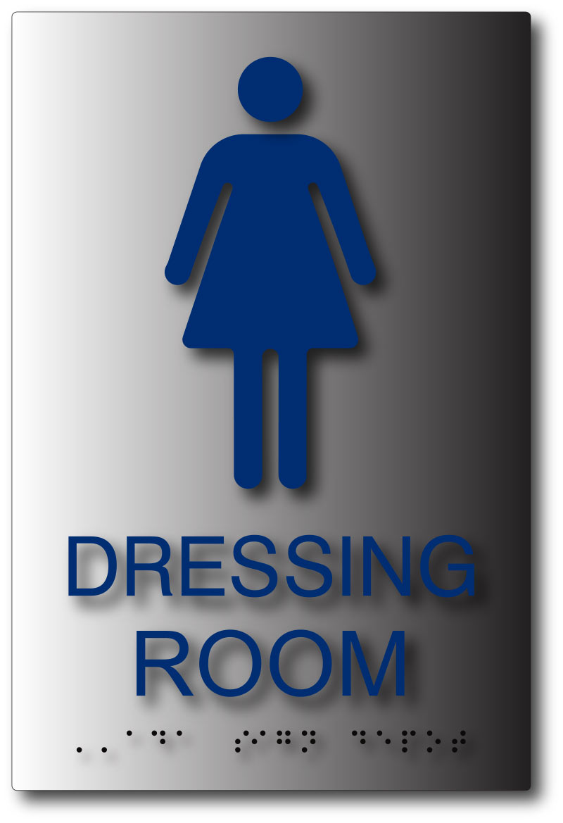 Women's Dressing Room Tactile Sign with Braille on Brushed Aluminum – ADA  Sign Depot