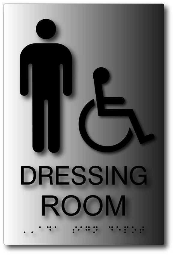 Men's Wheelchair Accessible Dressing Room Sign in Brushed Aluminum