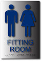 Unisex Fitting Room Tactile Braille Sign - 6" x 9" - Brushed Aluminum thumbnail
