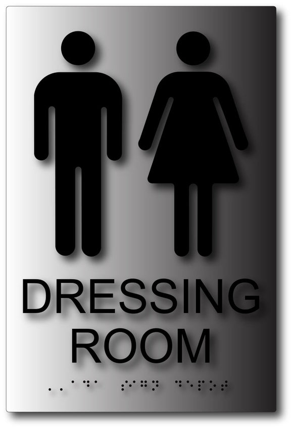 Unisex Dressing Room ADA Sign with Gender Symbols and Braille