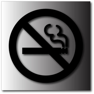 BAL-1084 No Smoking Tactile Symbol Sign on Brushed Aluminum - 6" x 6" - Black