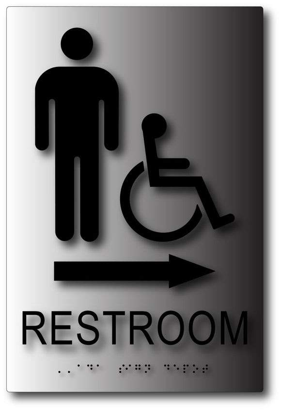 BAL-1086 Men's Wheelchair Accessible Restroom Direction Sign - Black