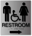 Unisex Wheelchair Accessible Restroom Sign with Arrow - 8" x 9" thumbnail