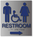 Unisex Wheelchair Accessible Restroom Sign with Arrow - 8" x 9" thumbnail