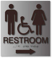 Unisex Wheelchair Accessible Restroom Sign with Arrow - 8" x 9" thumbnail